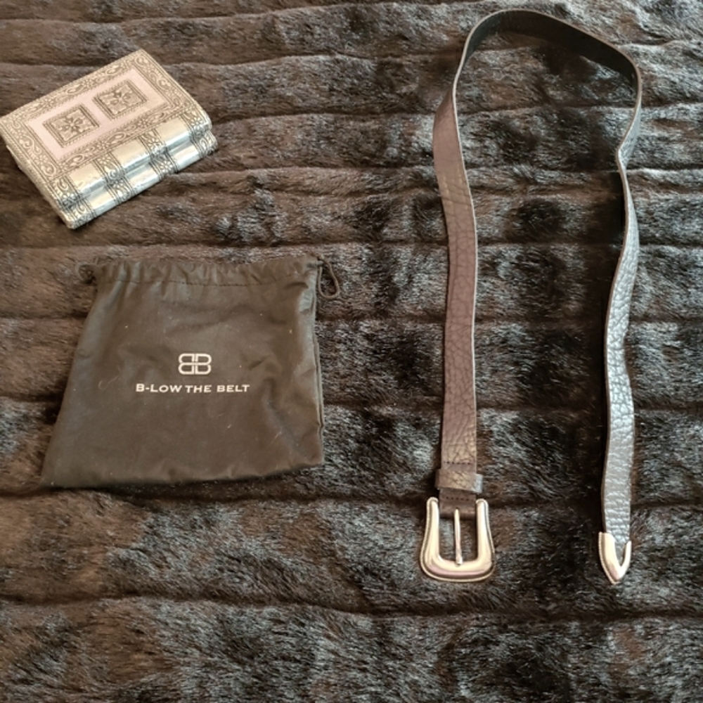 B-Low the Belt, Black Leather Belt w/silver buckle
